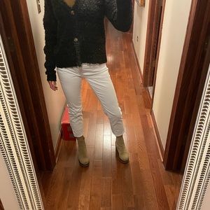 White House Black Market slim crop white jeans